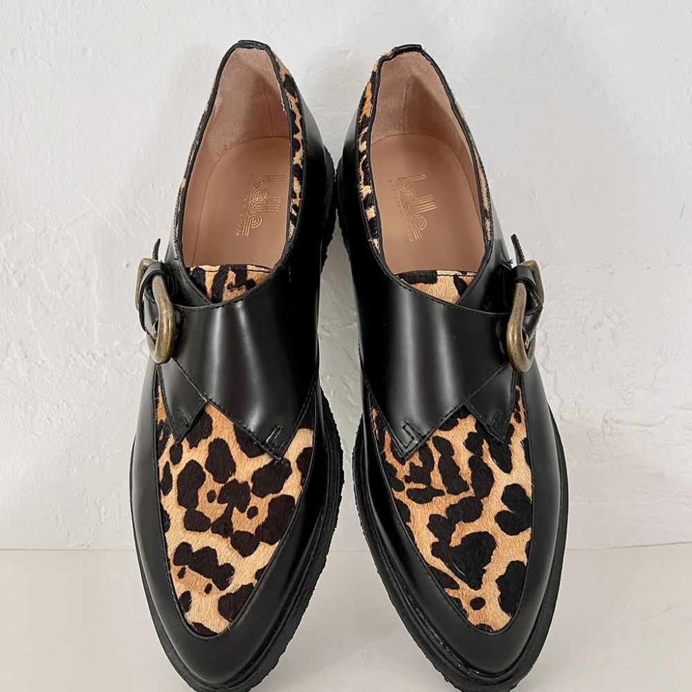 Belle by Sigerson Morrison Leopard shoes creepers pointy toe flats loafers punk - Picture 4 of 13